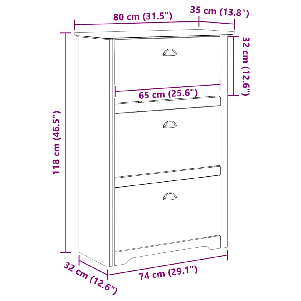 Schuhregal BODO 80 x 35 x 118 cm Holzwerkstoff Honigbraun