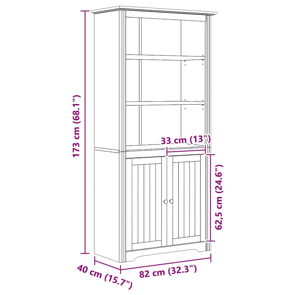 Bücherregal BODO 3 Ebenen 82 x 40 x 173 cm Holzwerkstoff