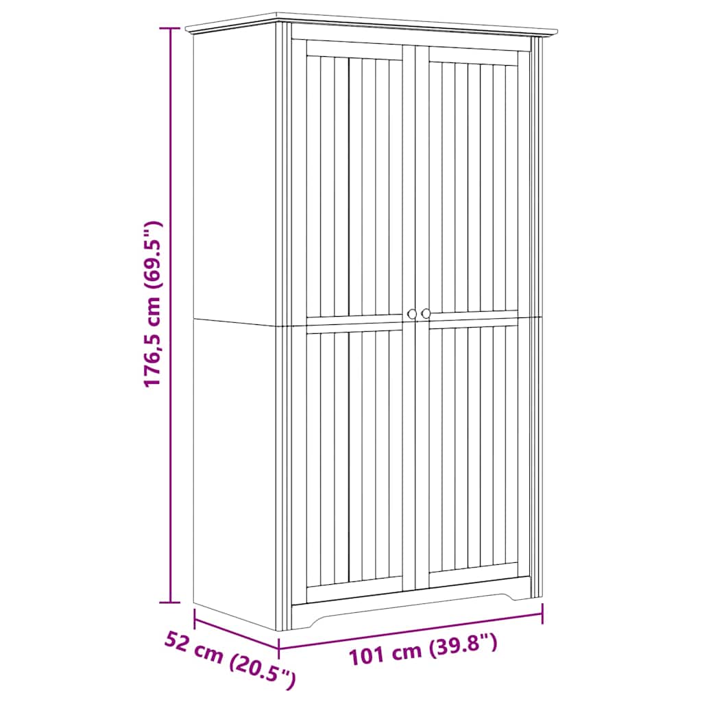Kleiderschrank BODO Honigbraun 53,5 x 99 x 173 cm Holzwerkstoff