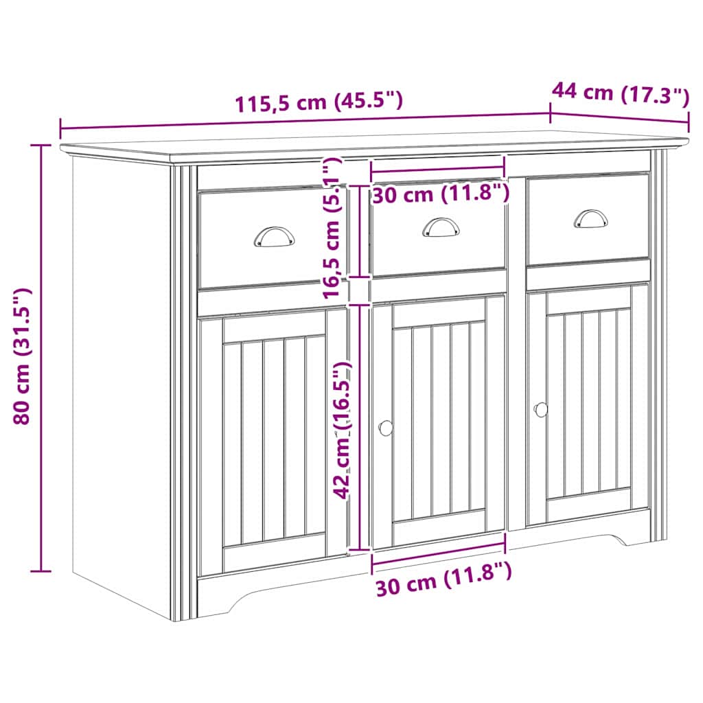 Sideboard BODO Honigbraun 115,5 x 44 x 80 cm Holzwerkstoff