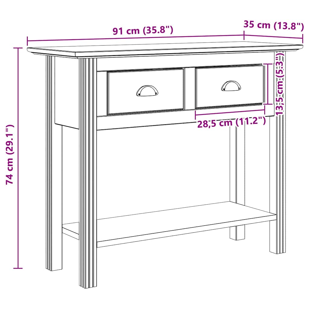 Konsolentisch BODO Honigbraun 91 x 34,7 x 74 cm Holzwerkstoff
