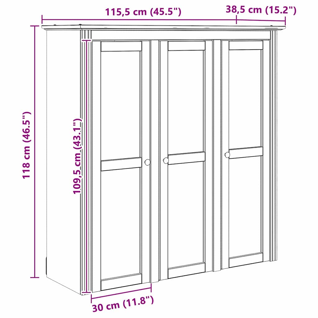 Schrank mit Glastüren BODO Honigbraun 115,5 x 38,5 x 117,7 cm