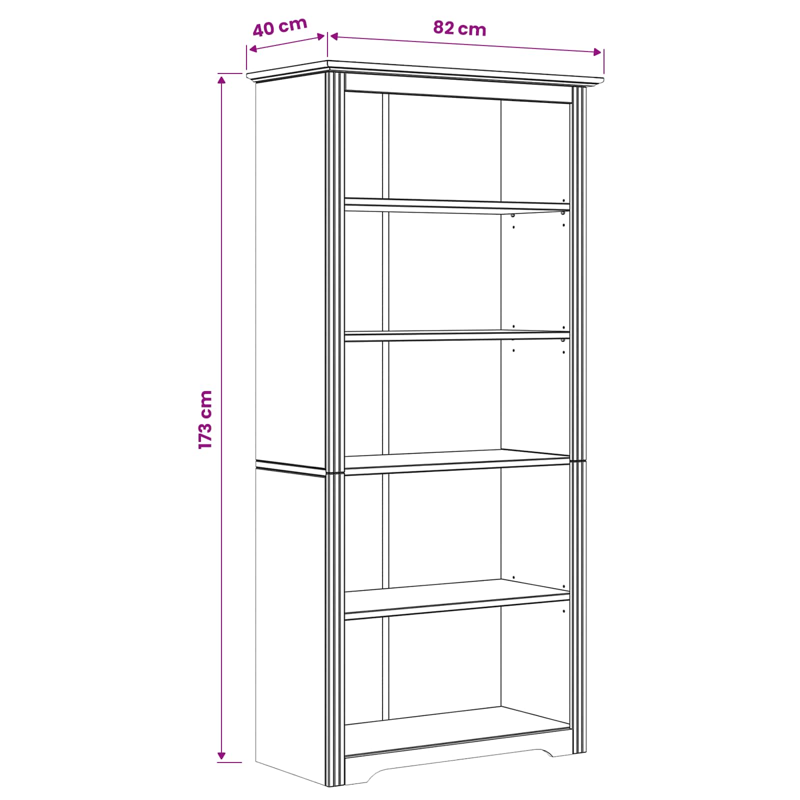 Bücherregal BODO 5 Ebenen 82 x 40 x 173 cm Holzwerkstoff