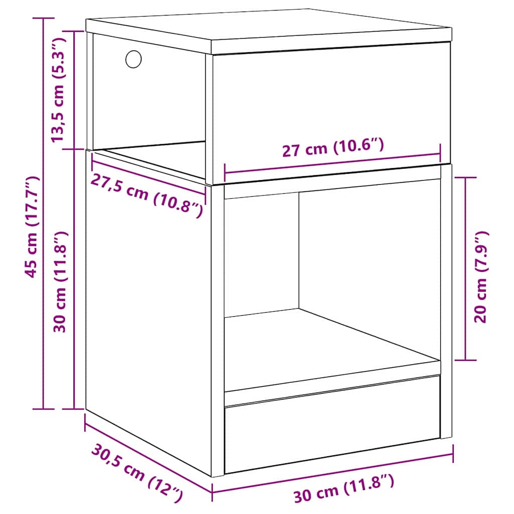 Beistelltisch 2 stk. Schwarz Eichen-Optik 30,5 x 30 x 45 cm