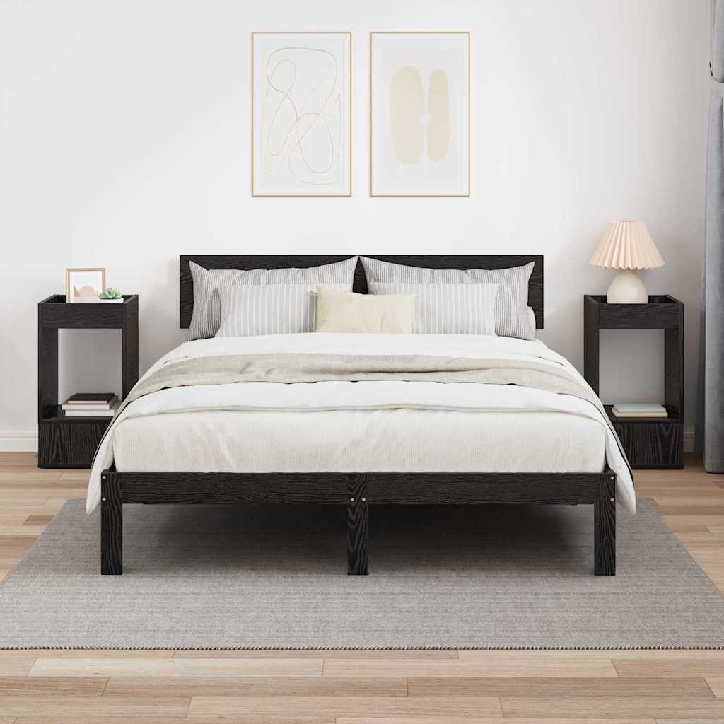 Beistelltisch 2 Stk. Schwarz Eichen-Optik 30 x 30 x 56 cm