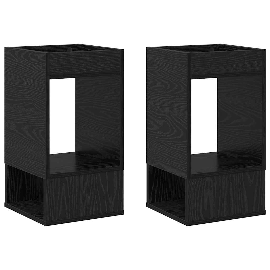 Beistelltisch 2 Stk. Schwarz Eichen-Optik 30 x 30 x 56 cm