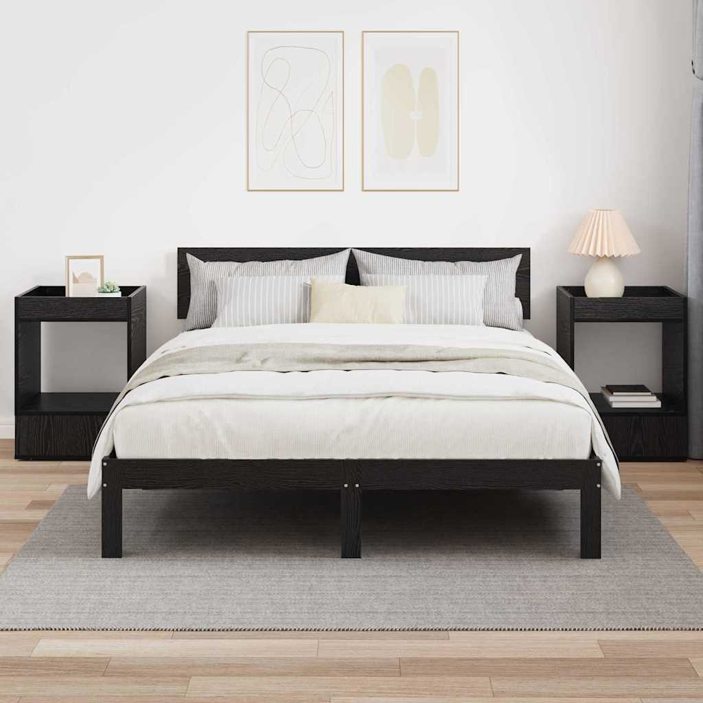 Beistelltisch 2 Stk. Schwarz Eichen-Optik 40 x 40 x 56 cm
