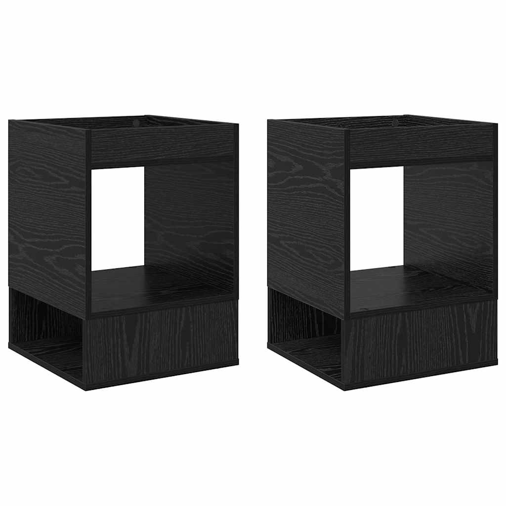 Beistelltisch 2 Stk. Schwarz Eichen-Optik 40 x 40 x 56 cm