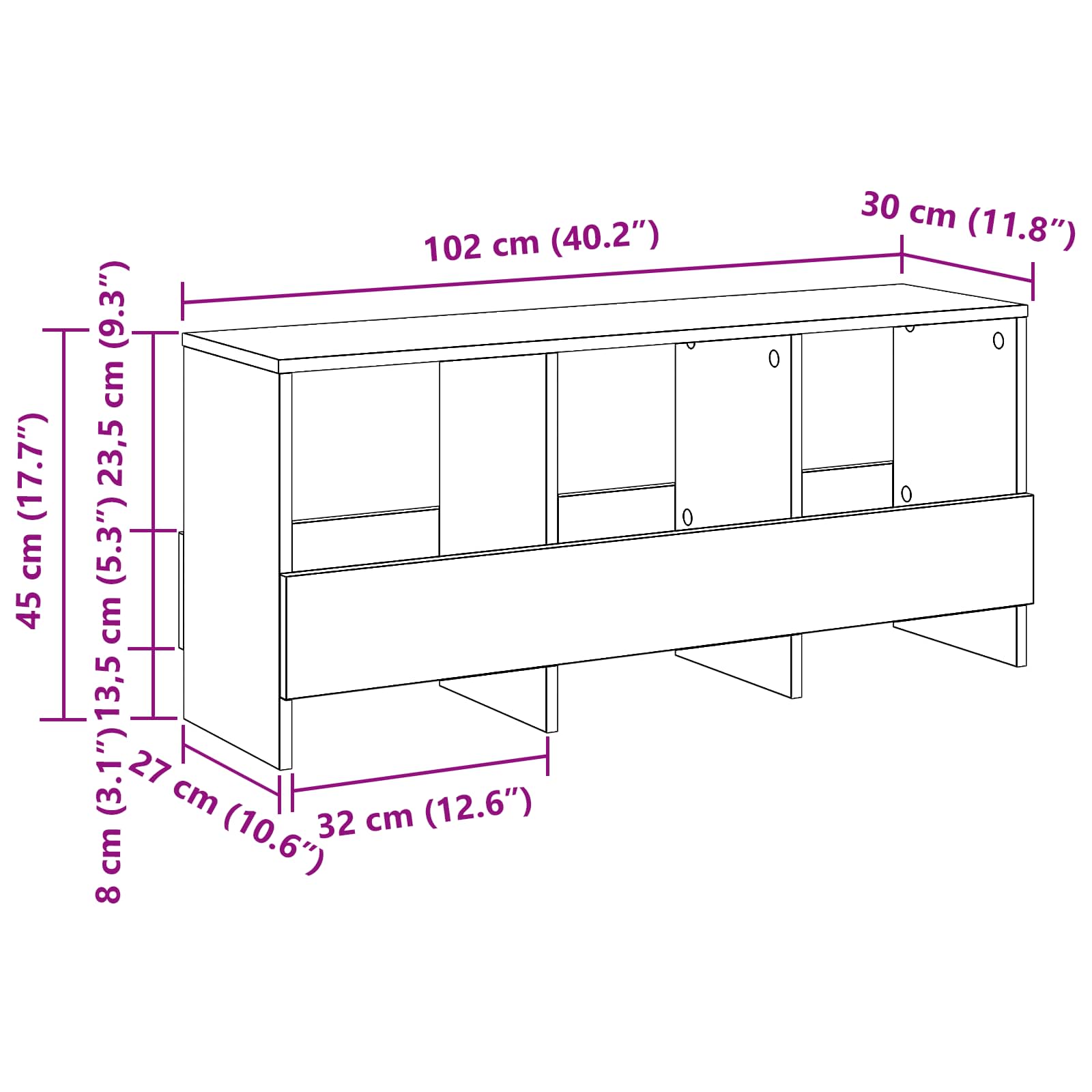 Magazinregal Sonoma-Eiche 102 x 30 x 45 cm