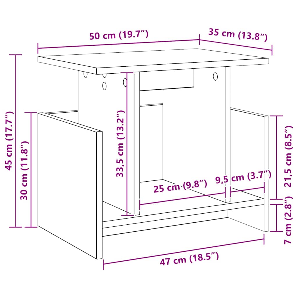 TV-Ständer 50 x 35 x 45 cm Schwarz Eichen-Optik Holzwerkstoff