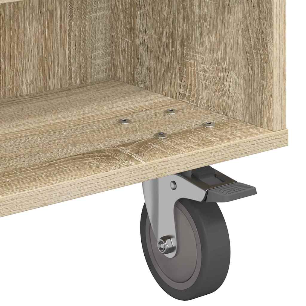 Side Table with Wheels Sonoma-Eiche 90 x 50 x 30 cm