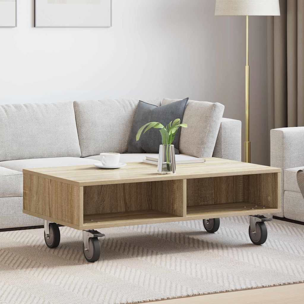 Side Table with Wheels Sonoma-Eiche 90 x 50 x 30 cm