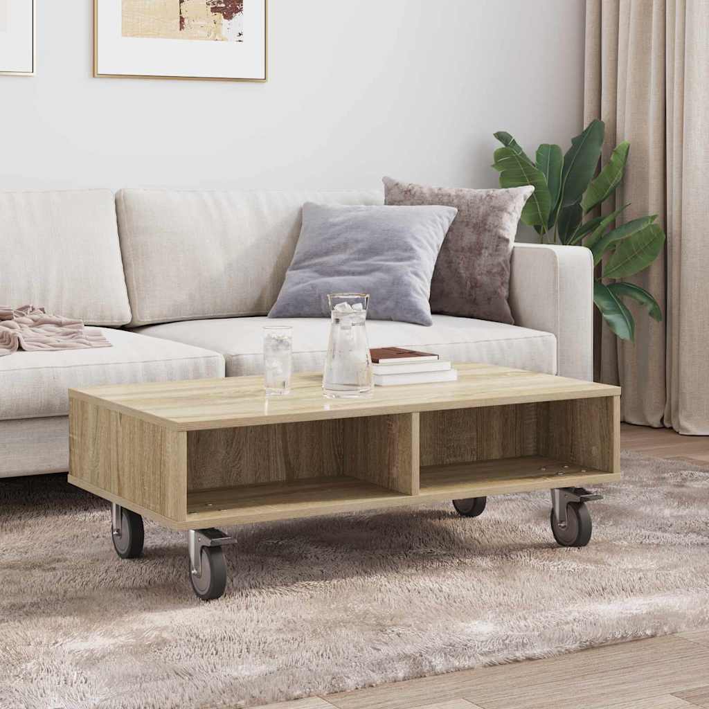 Side Table with Wheels Sonoma-Eiche 90 x 50 x 30 cm