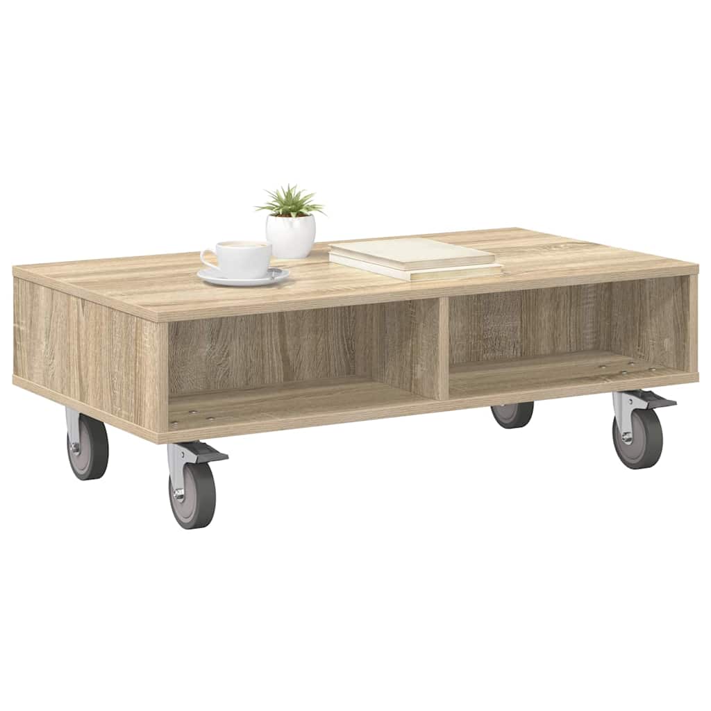 Side Table with Wheels Sonoma-Eiche 90 x 50 x 30 cm