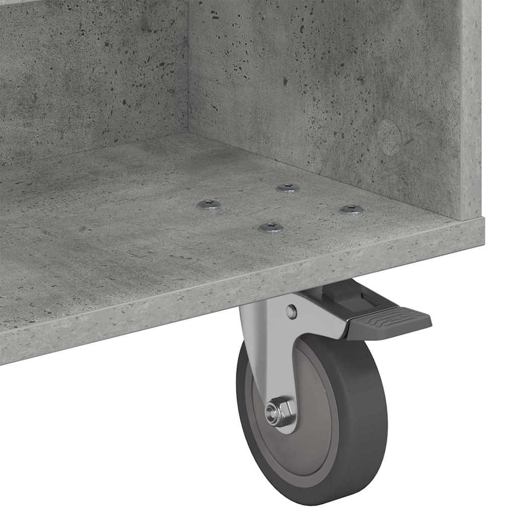 Side Table with Wheels Beton Grau 90 x 50 x 30 cm Holzwerkstoff