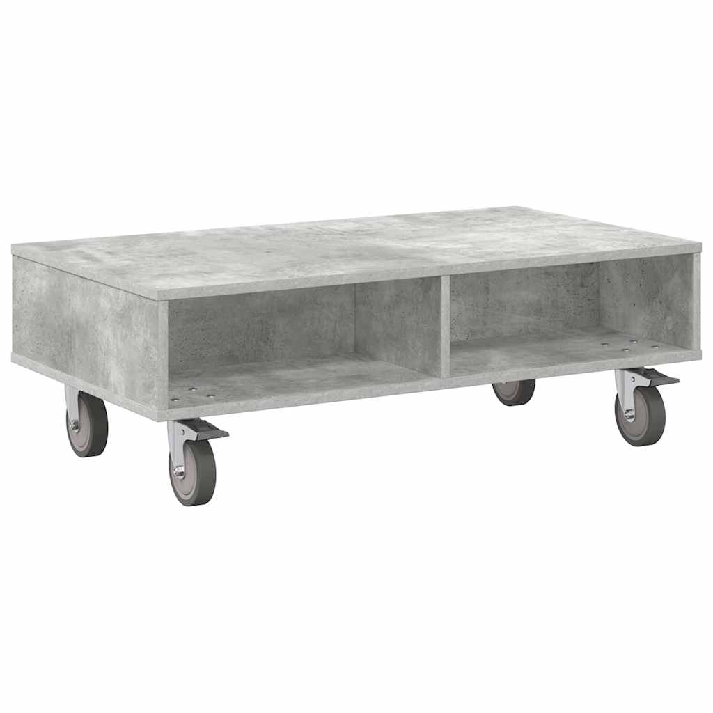 Side Table with Wheels Beton Grau 90 x 50 x 30 cm Holzwerkstoff