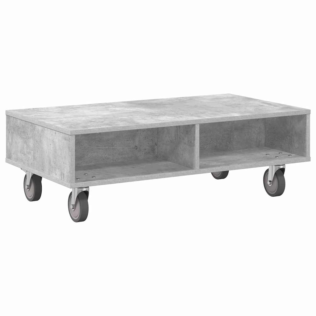 Side Table with Wheels Beton Grau 90 x 50 x 30 cm Holzwerkstoff