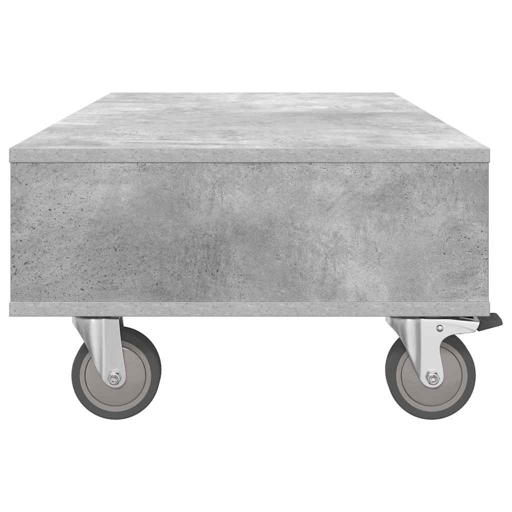 Side Table with Wheels Beton Grau 90 x 50 x 30 cm Holzwerkstoff