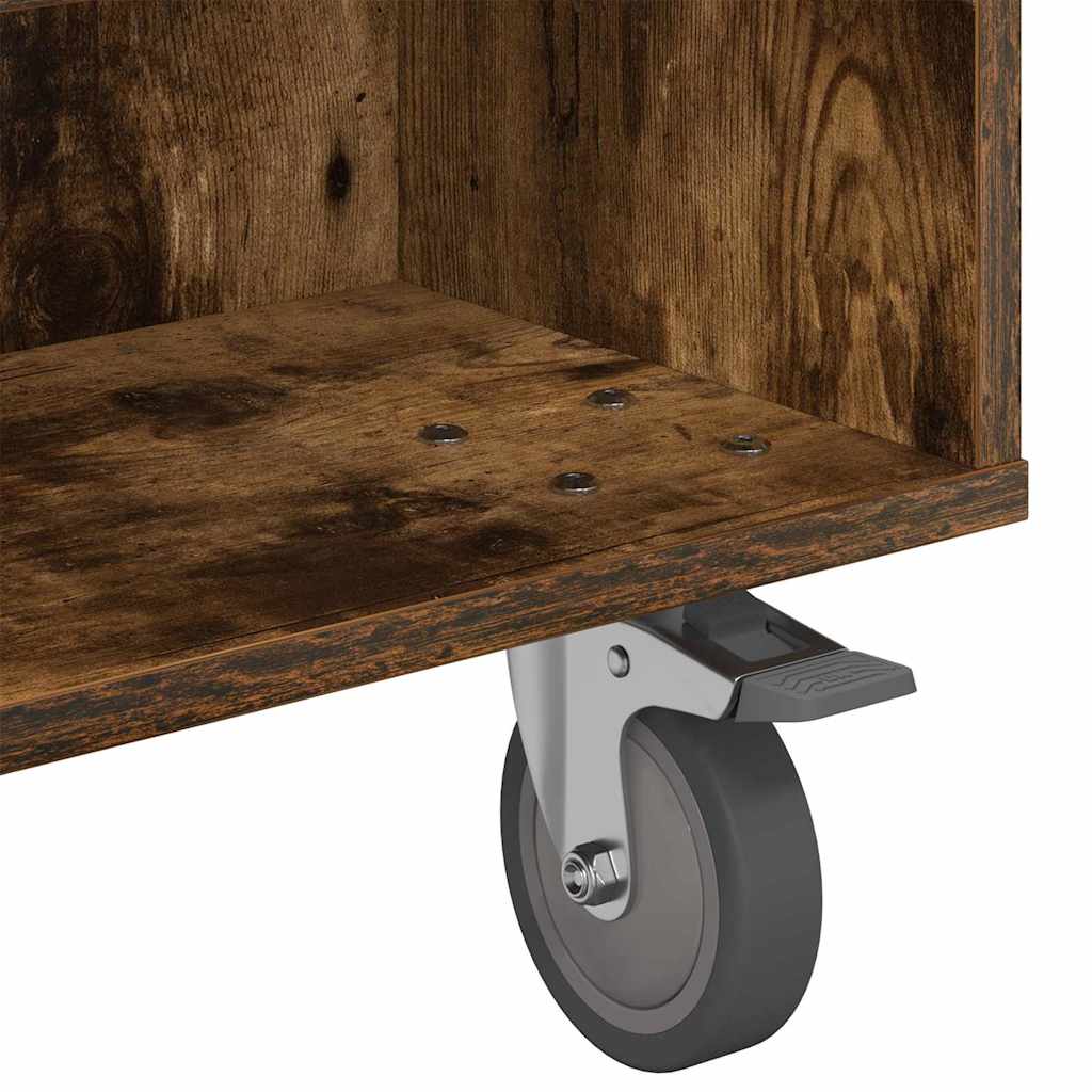 Side Table with Wheels Geräucherte Eiche 90 x 50 x 30 cm