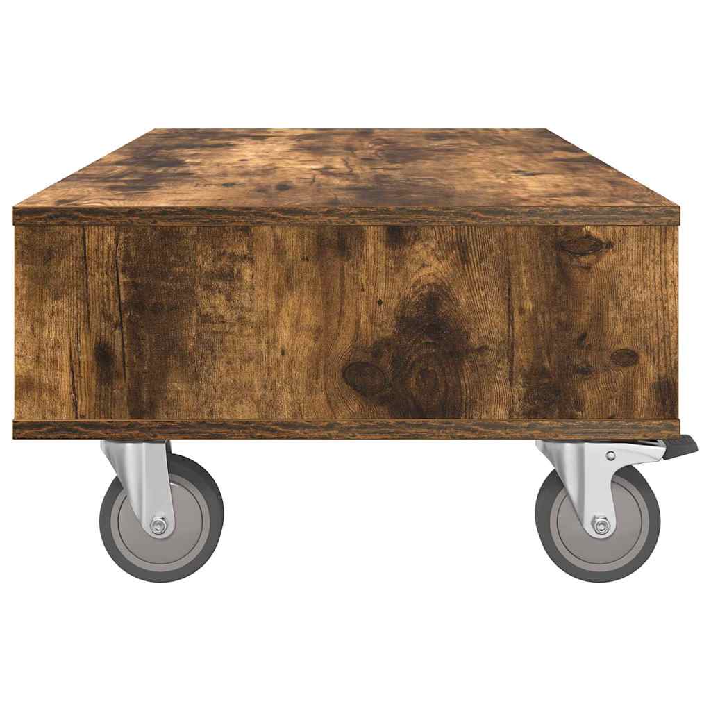 Side Table with Wheels Geräucherte Eiche 90 x 50 x 30 cm