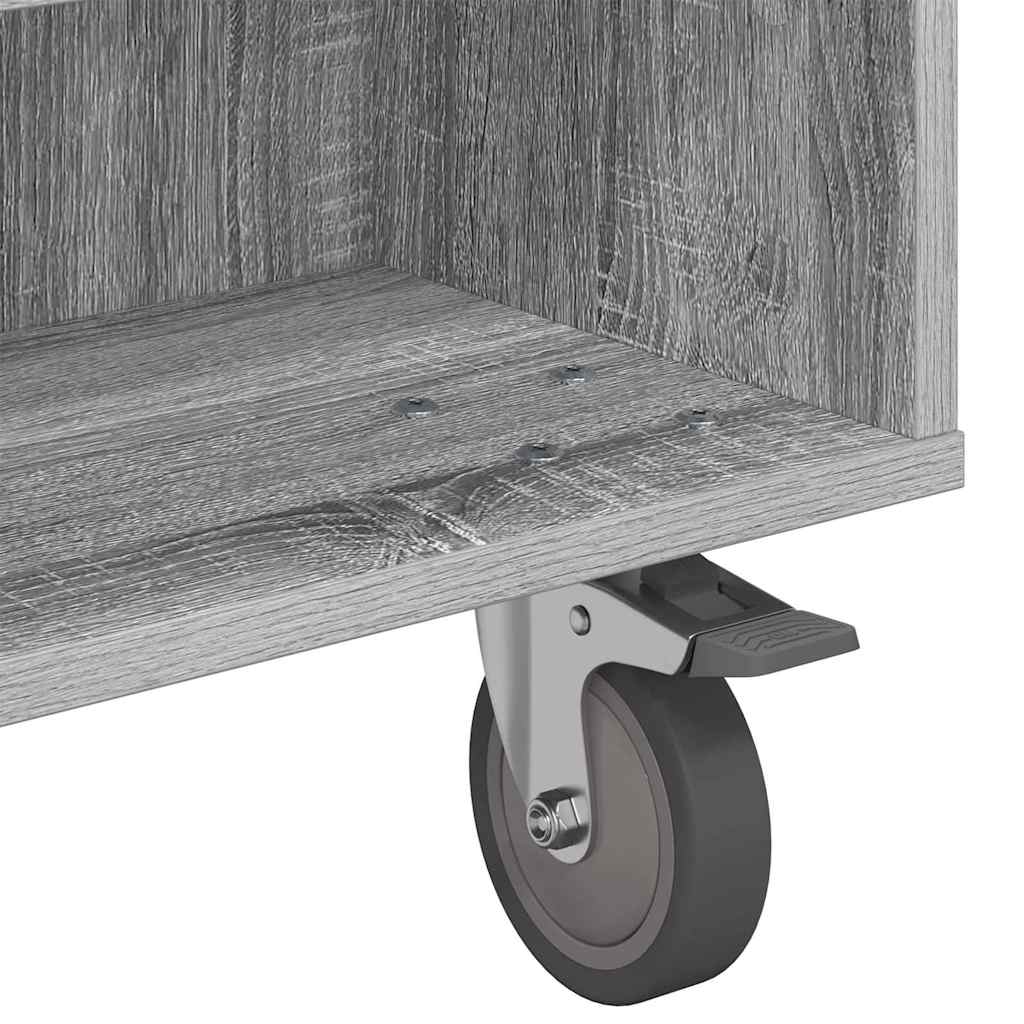 Side Table with Wheels Graues Sonoma 90 x 50 x 30 cm