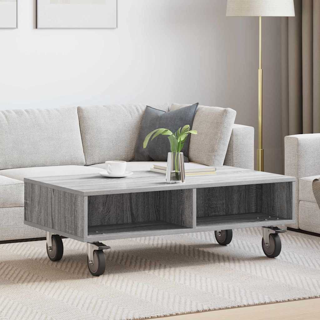 Side Table with Wheels Graues Sonoma 90 x 50 x 30 cm