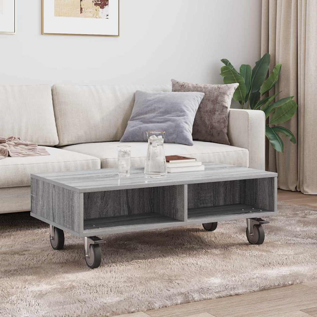 Side Table with Wheels Graues Sonoma 90 x 50 x 30 cm