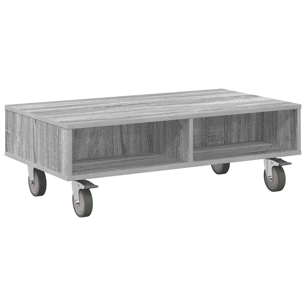 Side Table with Wheels Graues Sonoma 90 x 50 x 30 cm