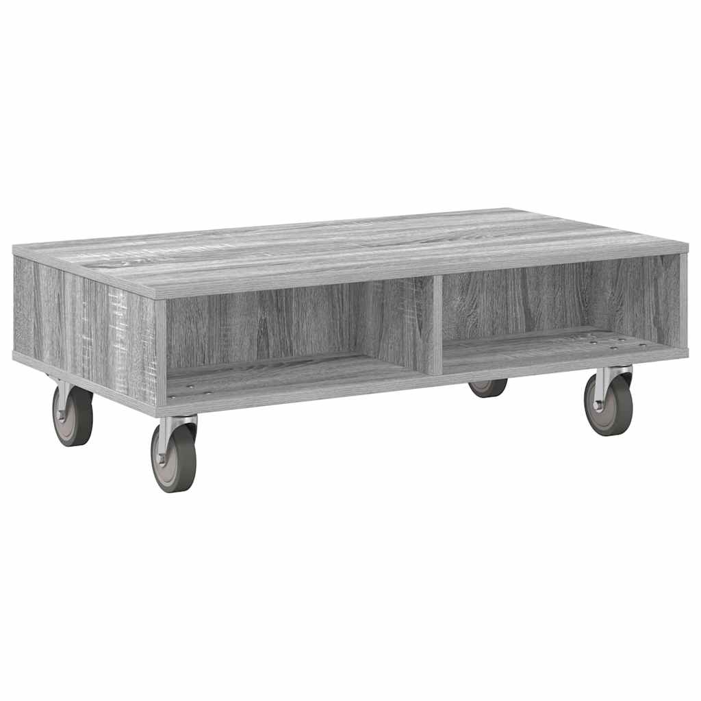 Side Table with Wheels Graues Sonoma 90 x 50 x 30 cm