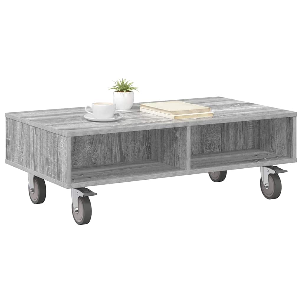 Side Table with Wheels Graues Sonoma 90 x 50 x 30 cm