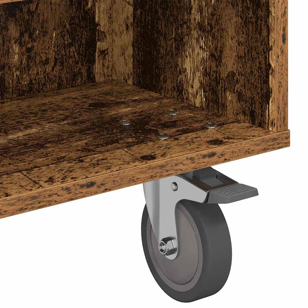 Side Table with Wheels Altholz 90 x 50 x 30 cm Holzwerkstoff