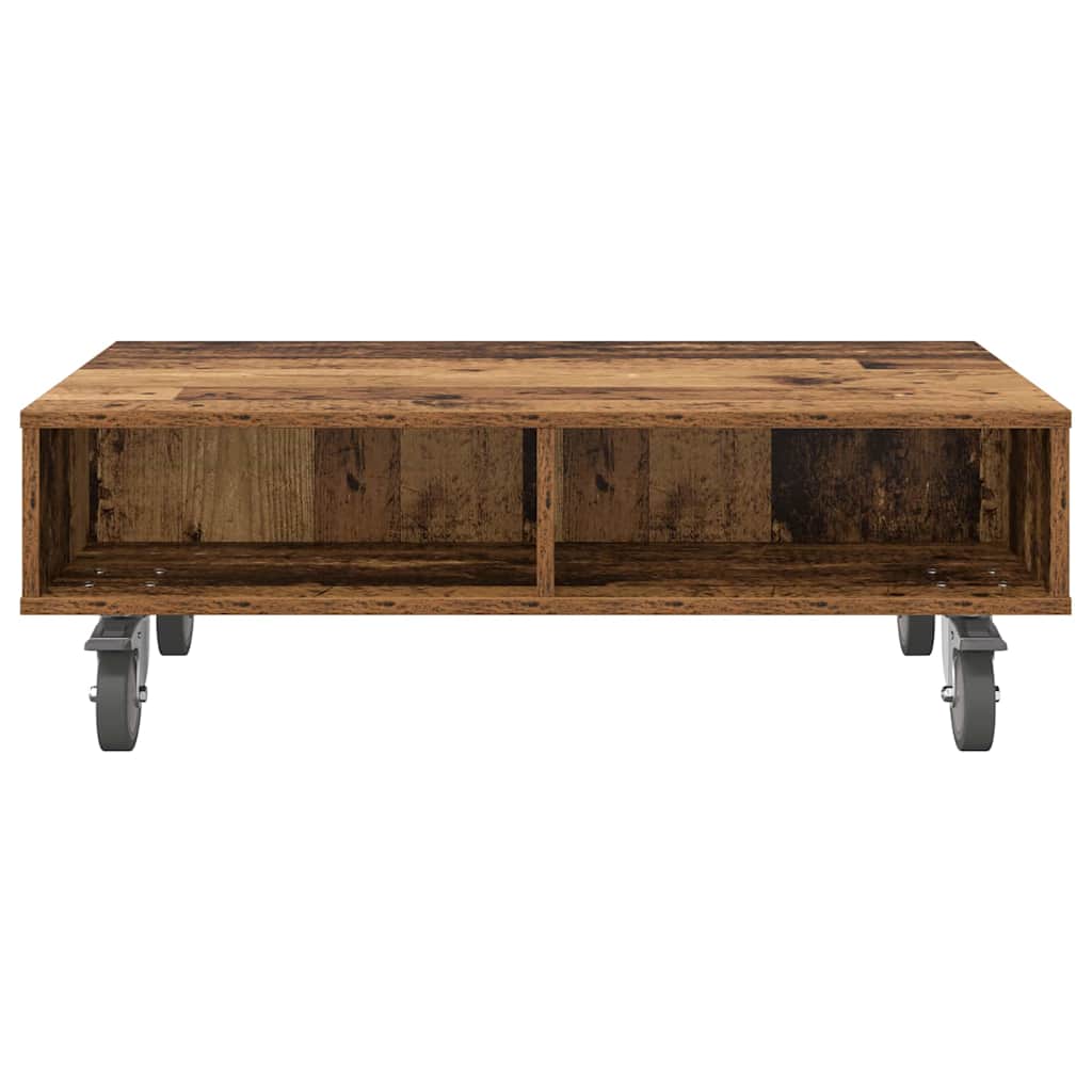 Side Table with Wheels Altholz 90 x 50 x 30 cm Holzwerkstoff