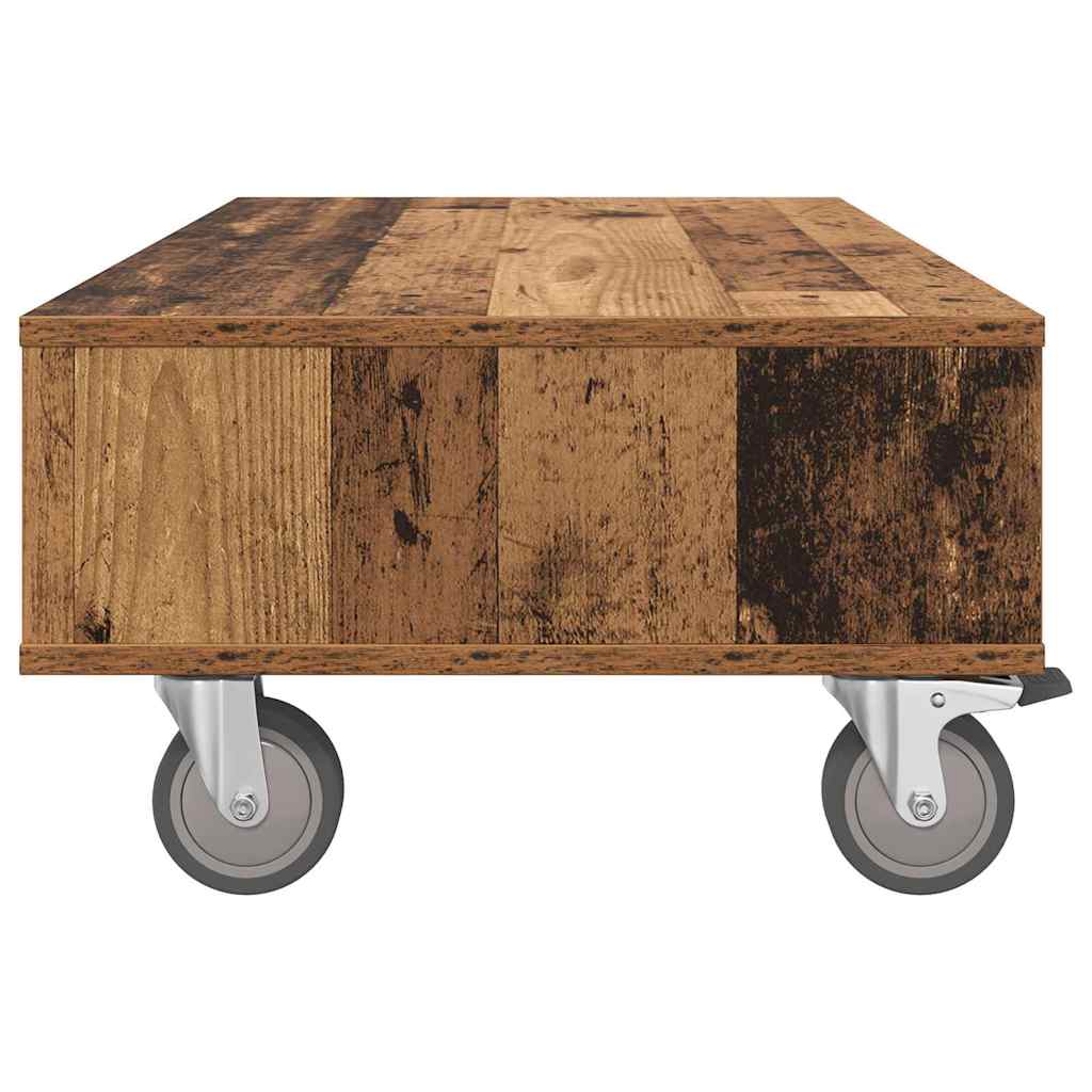 Side Table with Wheels Altholz 90 x 50 x 30 cm Holzwerkstoff