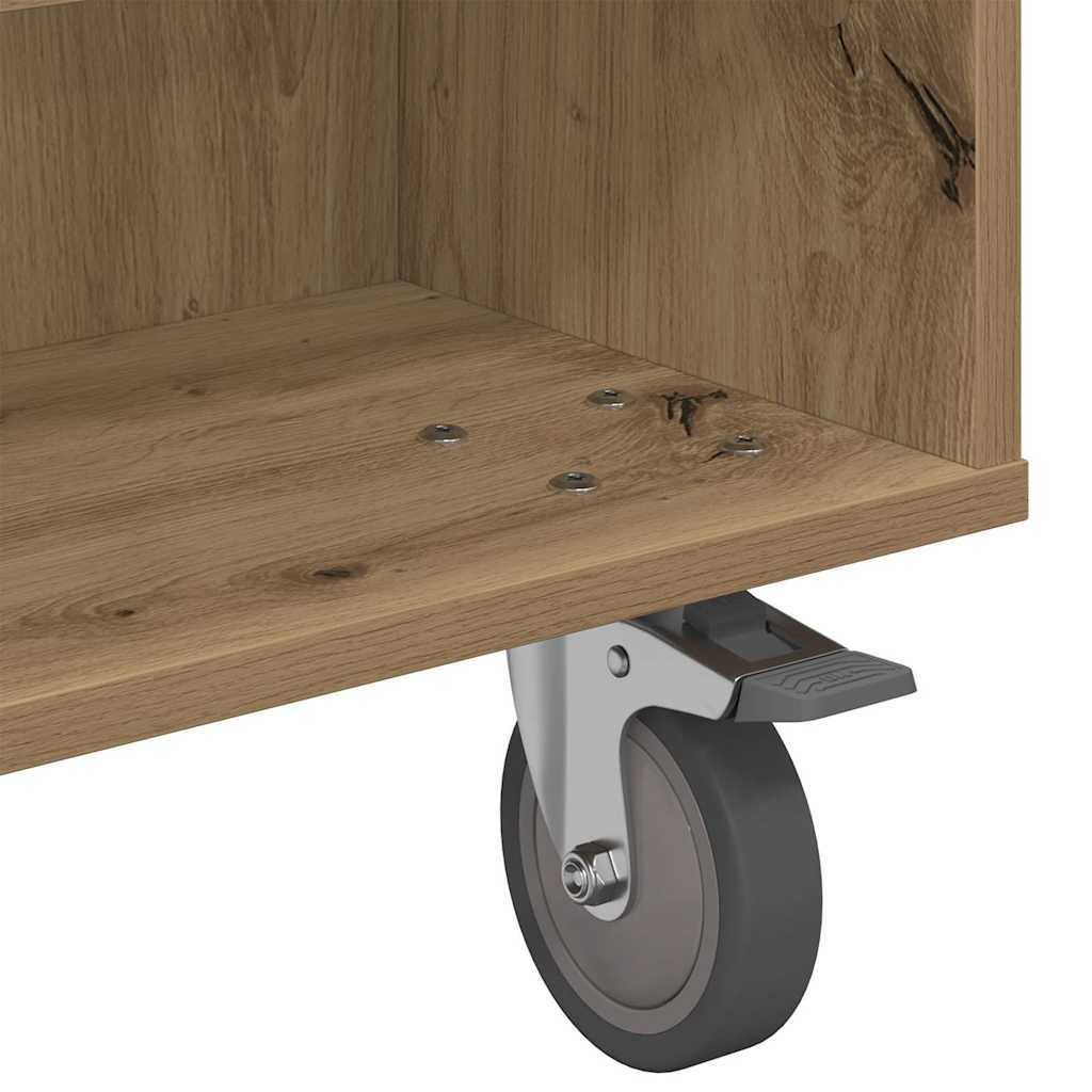 Side Table with Wheels Artisan-Eiche 90 x 50 x 30 cm