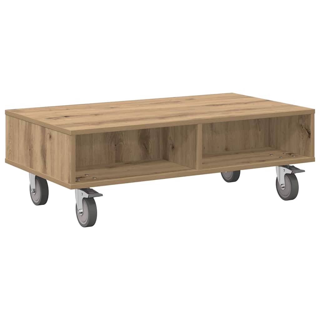 Side Table with Wheels Artisan-Eiche 90 x 50 x 30 cm