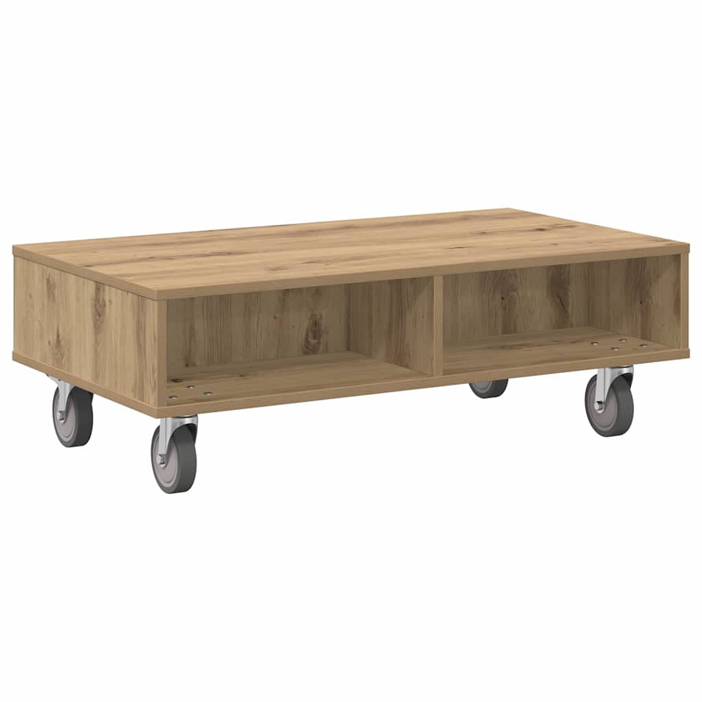 Side Table with Wheels Artisan-Eiche 90 x 50 x 30 cm