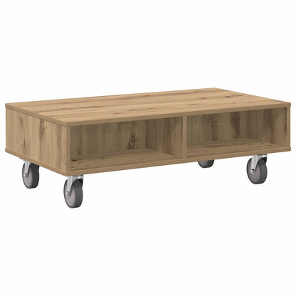 Side Table with Wheels Artisan-Eiche 90 x 50 x 30 cm
