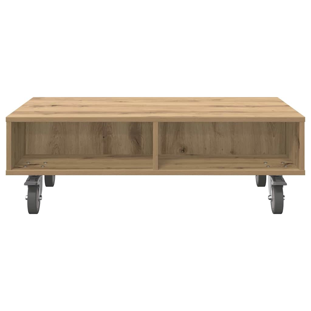 Side Table with Wheels Artisan-Eiche 90 x 50 x 30 cm