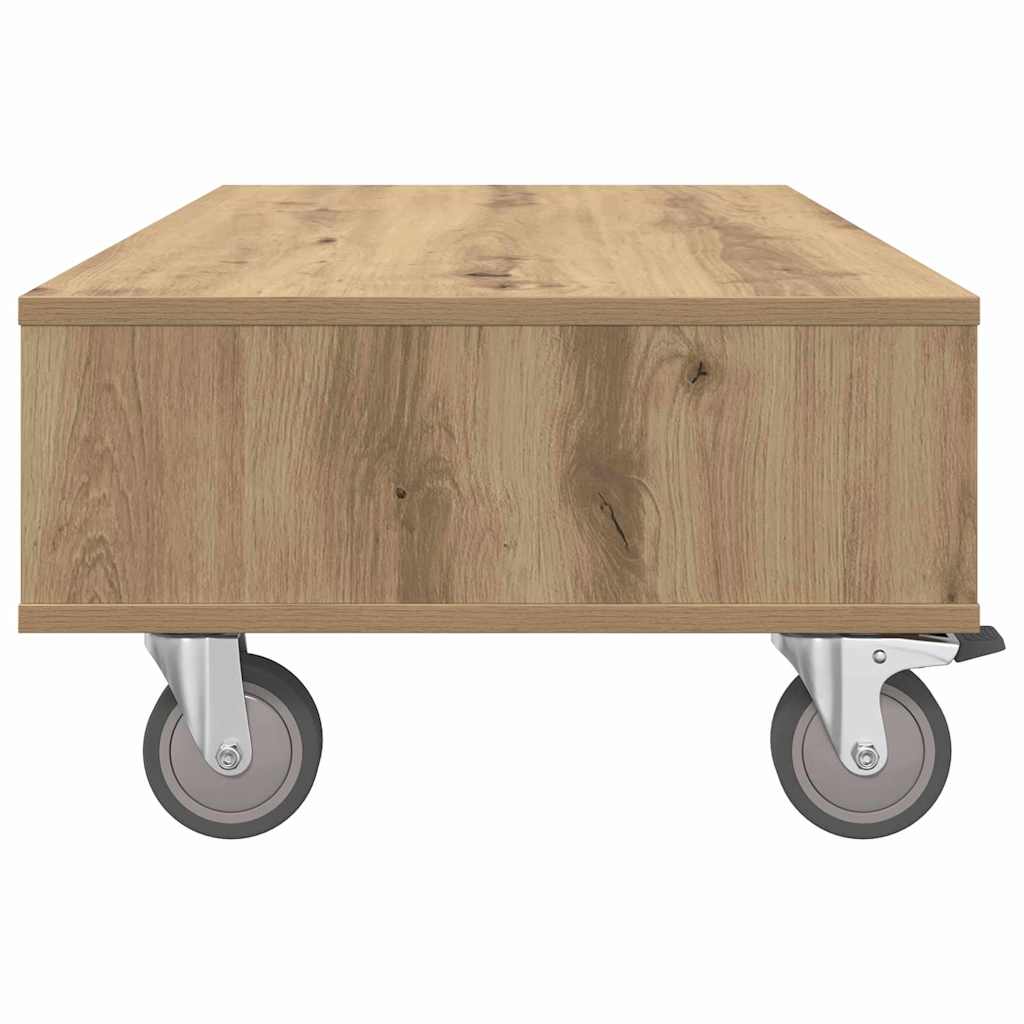 Side Table with Wheels Artisan-Eiche 90 x 50 x 30 cm
