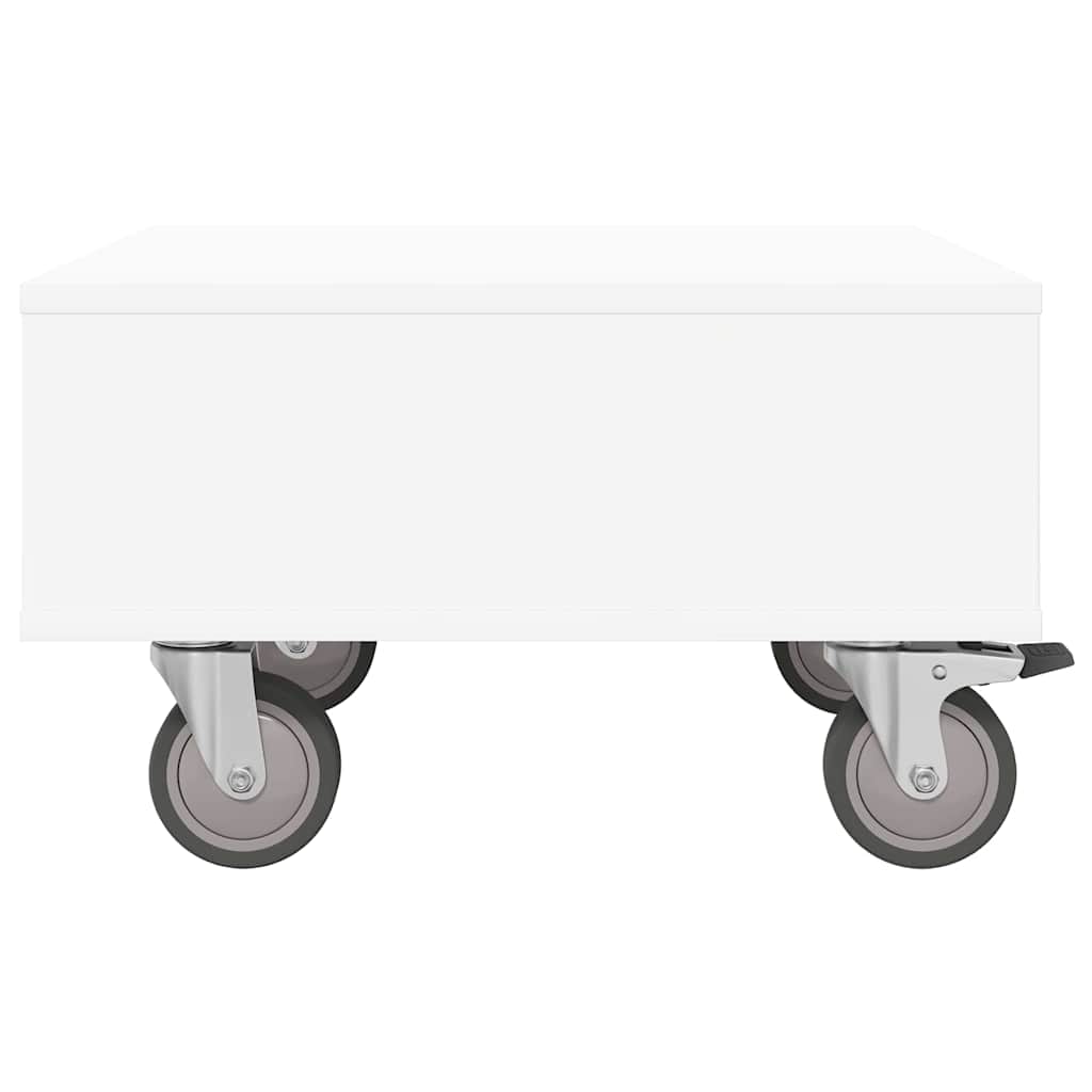 Side Table with Wheels Weiß 50,5 x 50 x 30 cm Holzwerkstoff