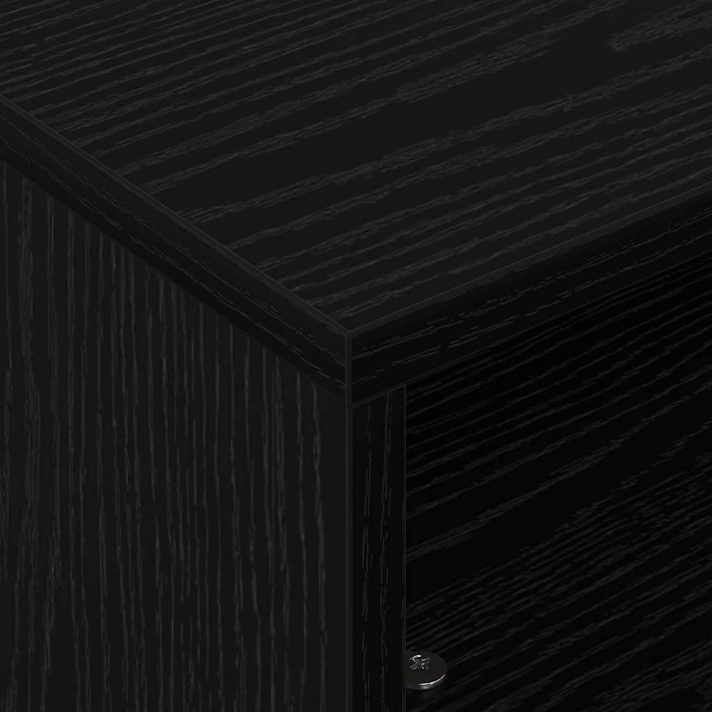Side Table with Wheels Schwarz Eichen-Optik 50,5 x 50 x 30 cm