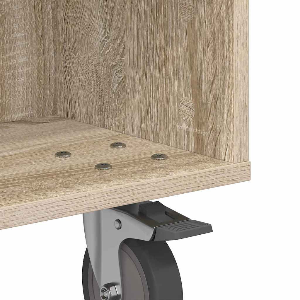 Side Table with Wheels Sonoma-Eiche 50,5 x 50 x 30 cm