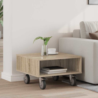 Side Table with Wheels Sonoma-Eiche 50,5 x 50 x 30 cm
