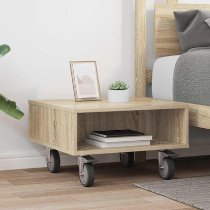 Side Table with Wheels Sonoma-Eiche 50,5 x 50 x 30 cm