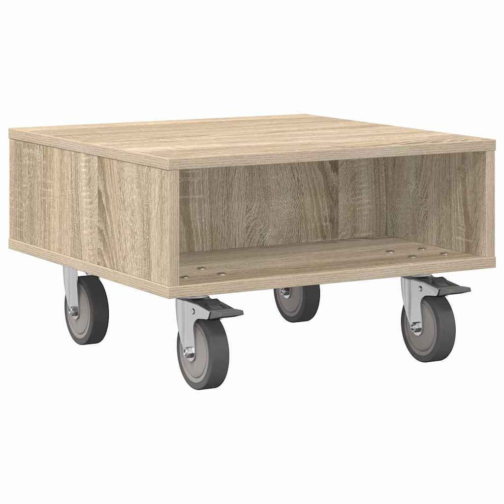 Side Table with Wheels Sonoma-Eiche 50,5 x 50 x 30 cm