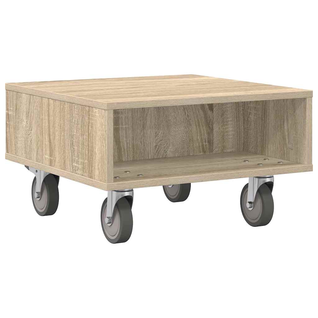 Side Table with Wheels Sonoma-Eiche 50,5 x 50 x 30 cm