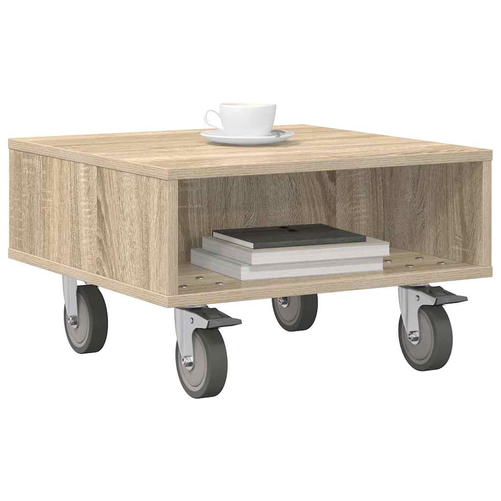 Side Table with Wheels Sonoma-Eiche 50,5 x 50 x 30 cm