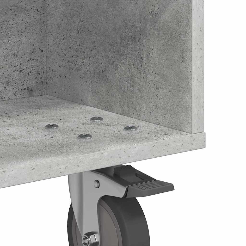 Side Table with Wheels Beton Grau 50,5 x 50 x 30 cm