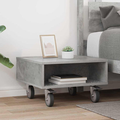 Side Table with Wheels Beton Grau 50,5 x 50 x 30 cm