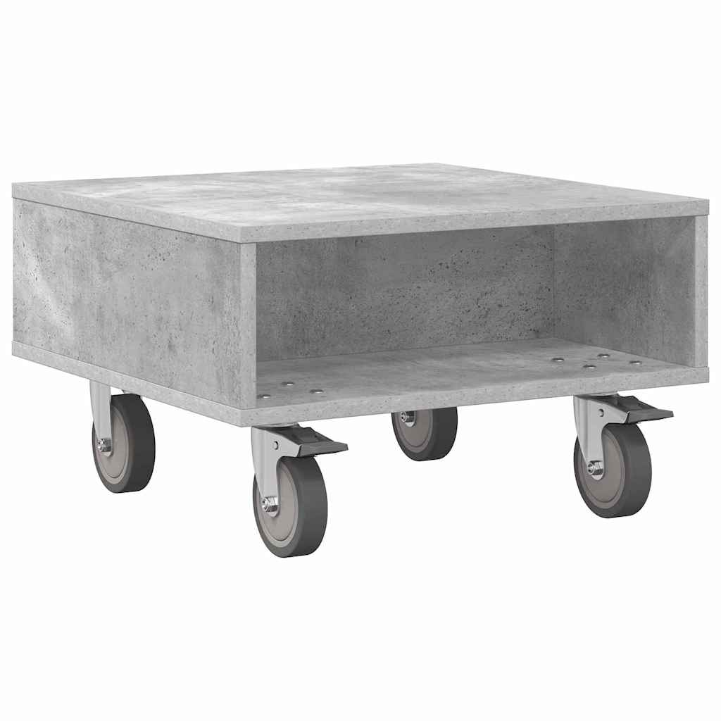 Side Table with Wheels Beton Grau 50,5 x 50 x 30 cm